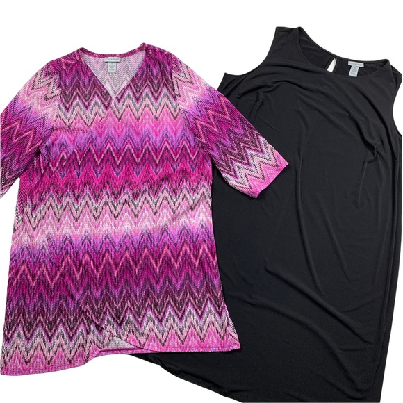 Catherines 2-Piece Set Black Sleeveless Dress & Chevron Jacket Size 2X. NWT - Picture 12 of 14